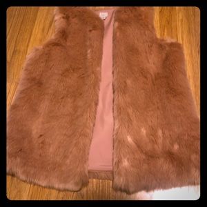 Faux Fur Vest - Pink, Women’s